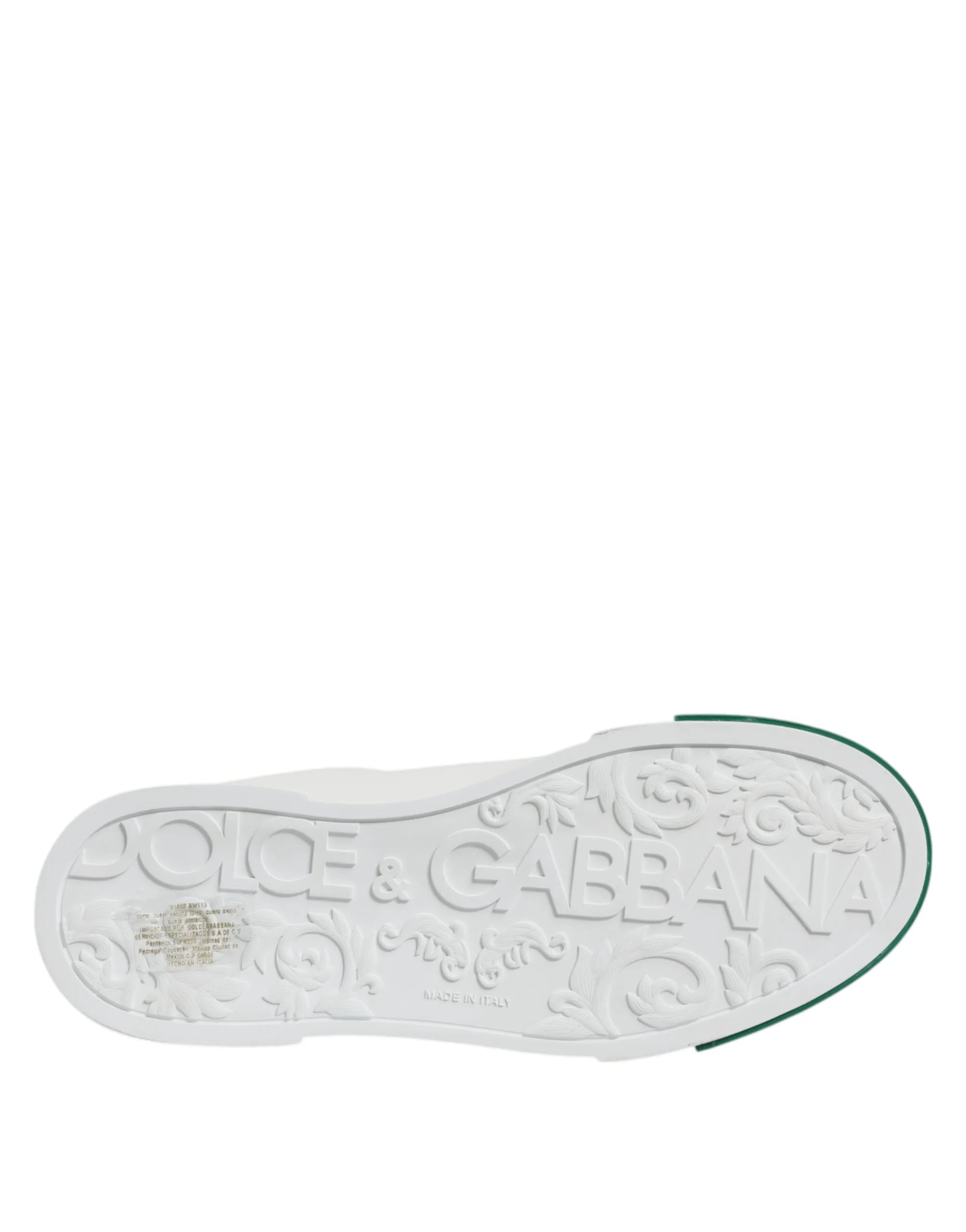 Dolce & Gabbana White Green Leather Low Top Men Sneakers Shoes
