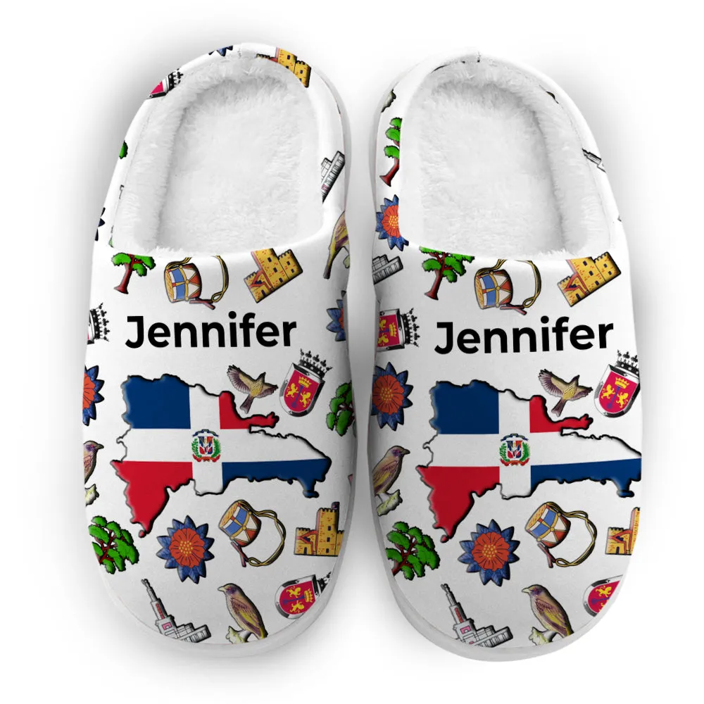 Dominican Customized Slippers With Dominican Flag And Symbols
