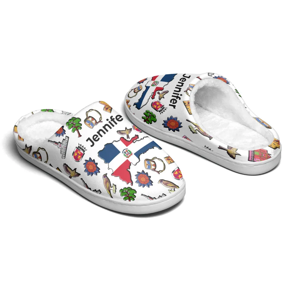 Dominican Customized Slippers With Dominican Flag And Symbols