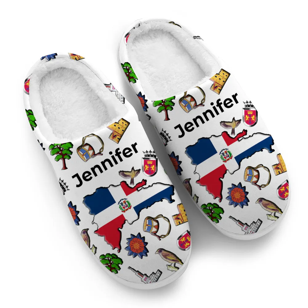 Dominican Customized Slippers With Dominican Flag And Symbols