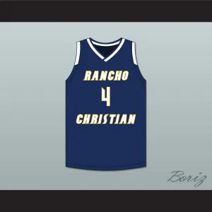 Evan Mobley 4 Rancho Christian School Eagles Navy Blue Basketball Jersey 2