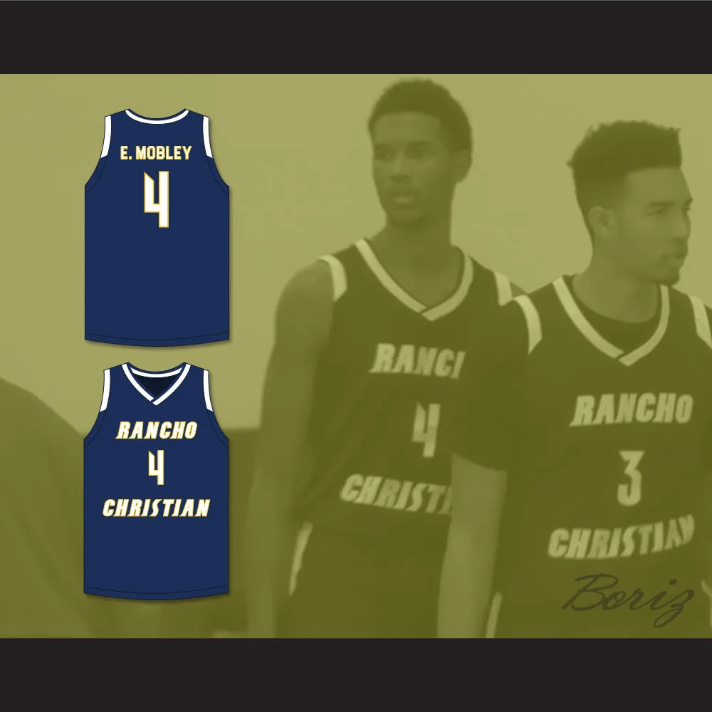 Evan Mobley 4 Rancho Christian School Eagles Navy Blue Basketball Jersey 2