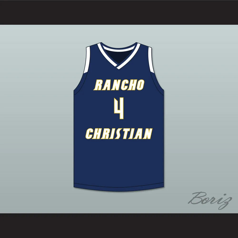 Evan Mobley 4 Rancho Christian School Eagles Navy Blue Basketball Jersey 2