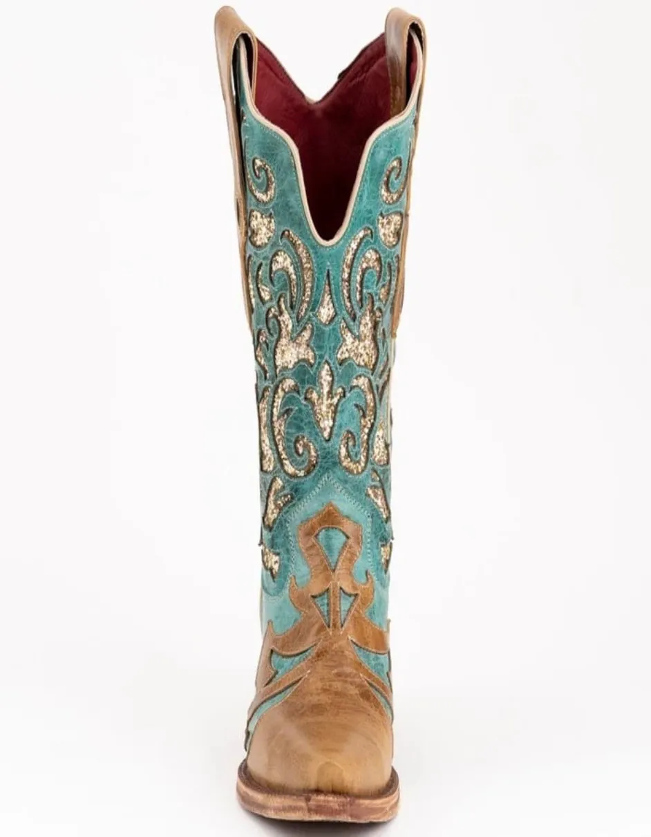 Ferrini Women's Glitz Snip Toe Boots Handcrafted - Antique Saddle