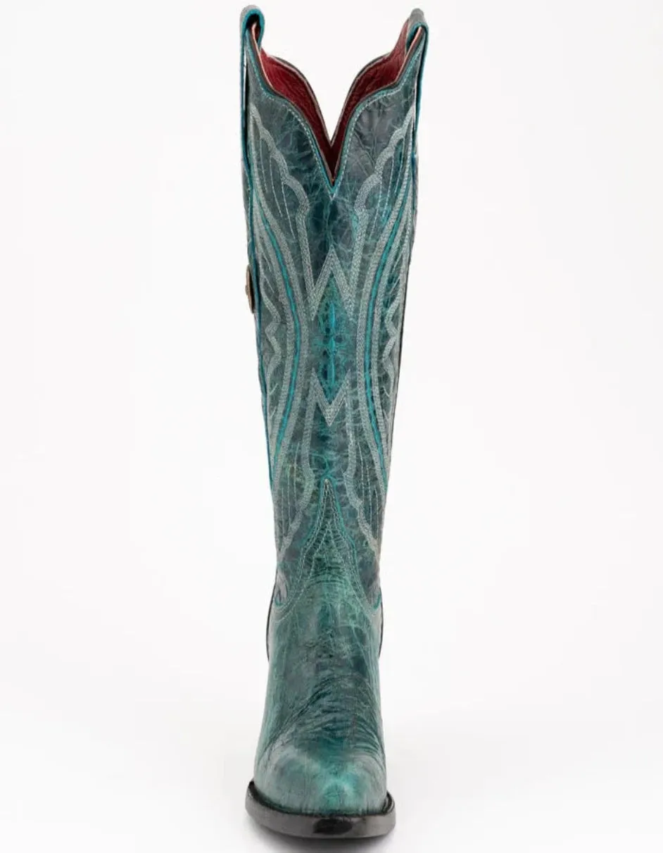 Ferrini Women's Twilight Snip Toe Boots Handcrafted - Teal 8106143