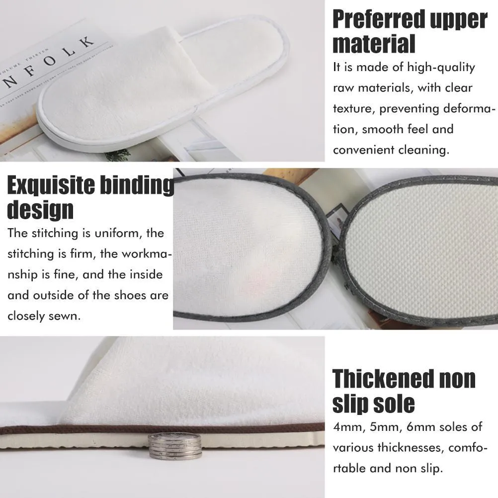 Fleece Slippers One Time Non Slip Thick Spa Slippers for Home Hotel Travel Party Guest