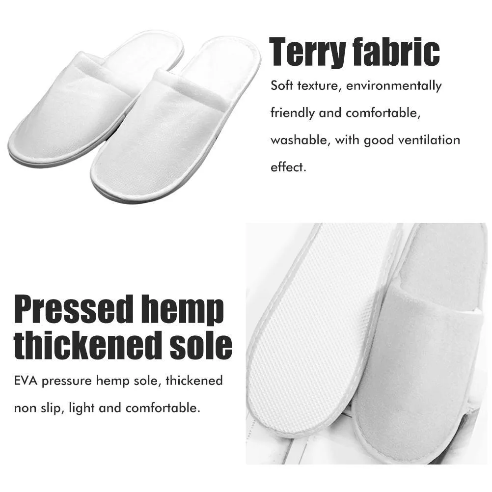 Fleece Slippers One Time Non Slip Thick Spa Slippers for Home Hotel Travel Party Guest