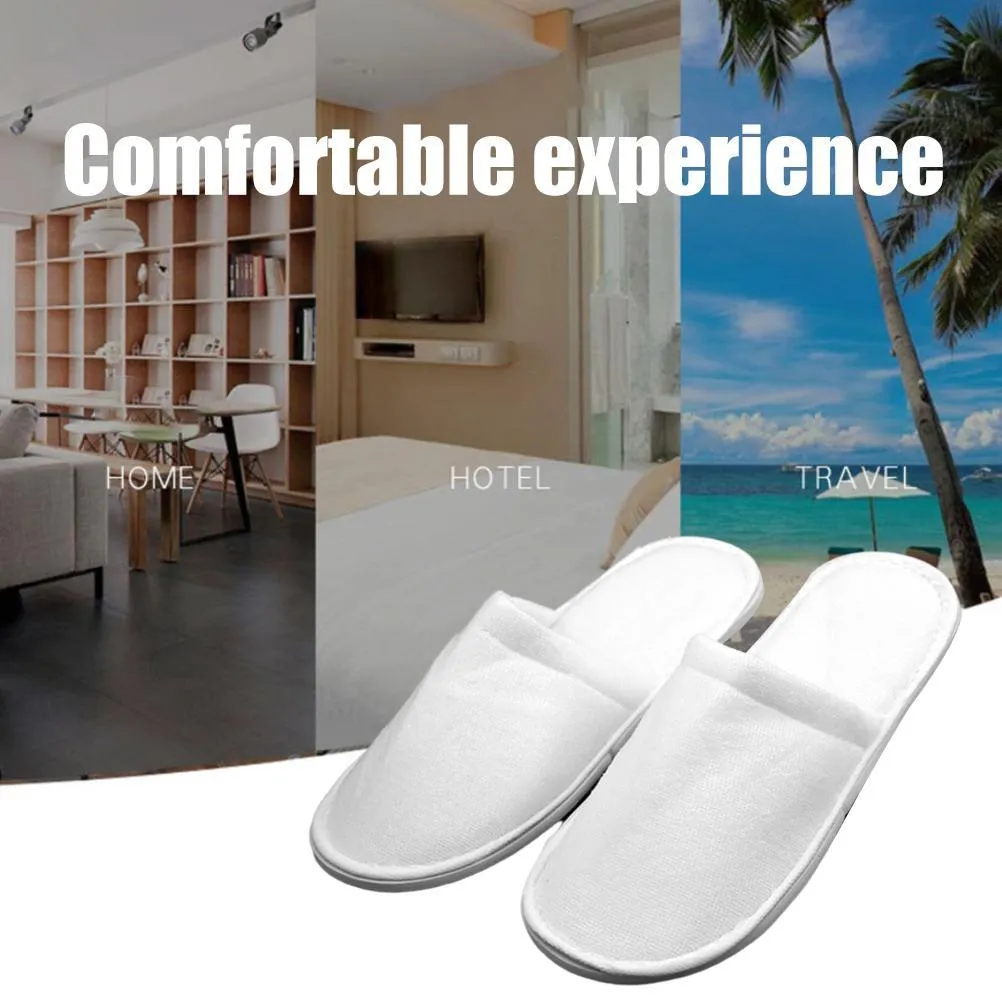 Fleece Slippers One Time Non Slip Thick Spa Slippers for Home Hotel Travel Party Guest