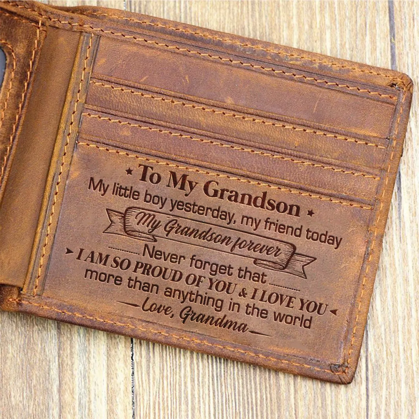 Grandma To Grandson - I Love You More Than Anything In The World - Bifold Wallet With Giftbox