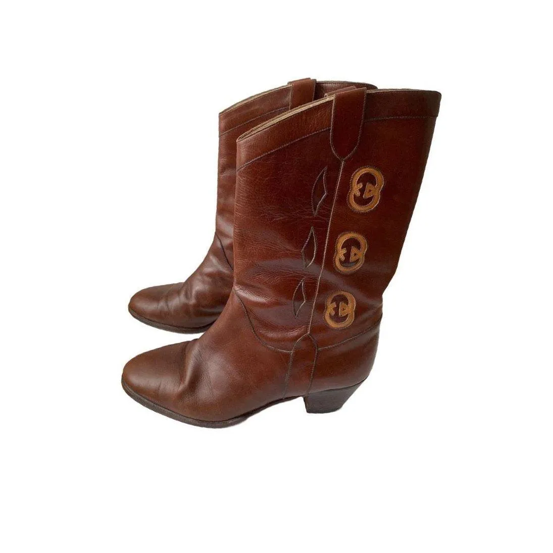 Gucci Brown Leather Cowboy Boots
