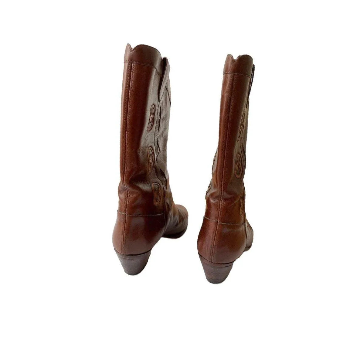 Gucci Brown Leather Cowboy Boots