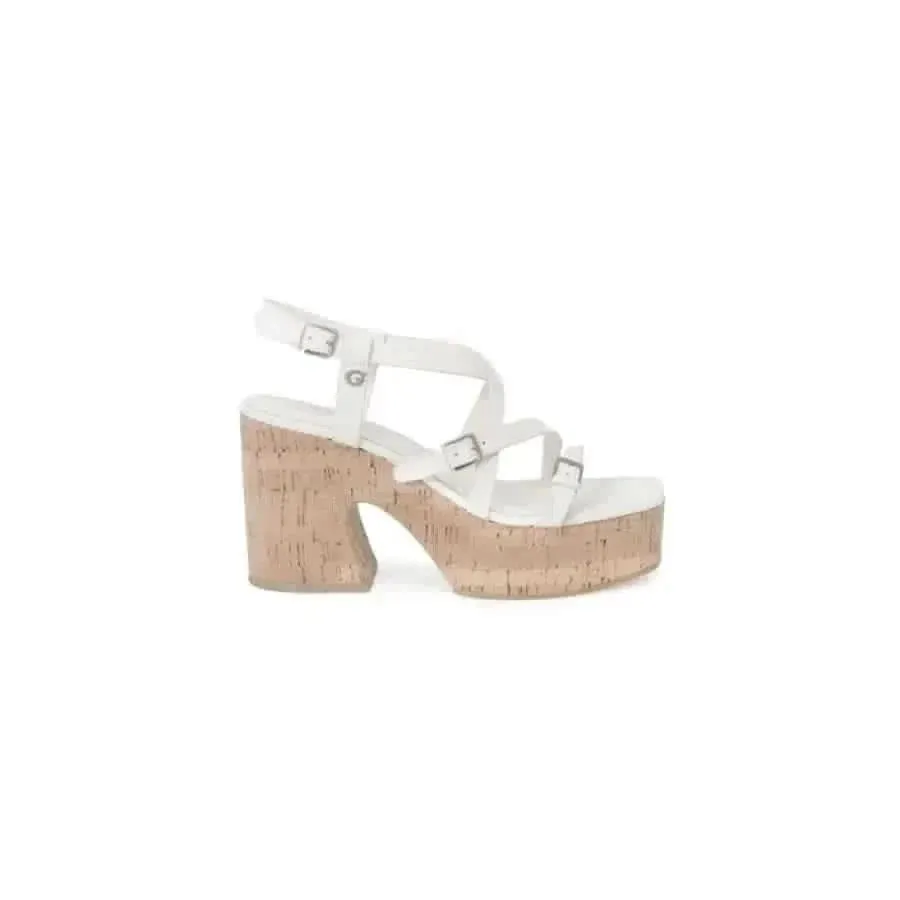 Guess Women Beige Sandals with Platform and Block Heel