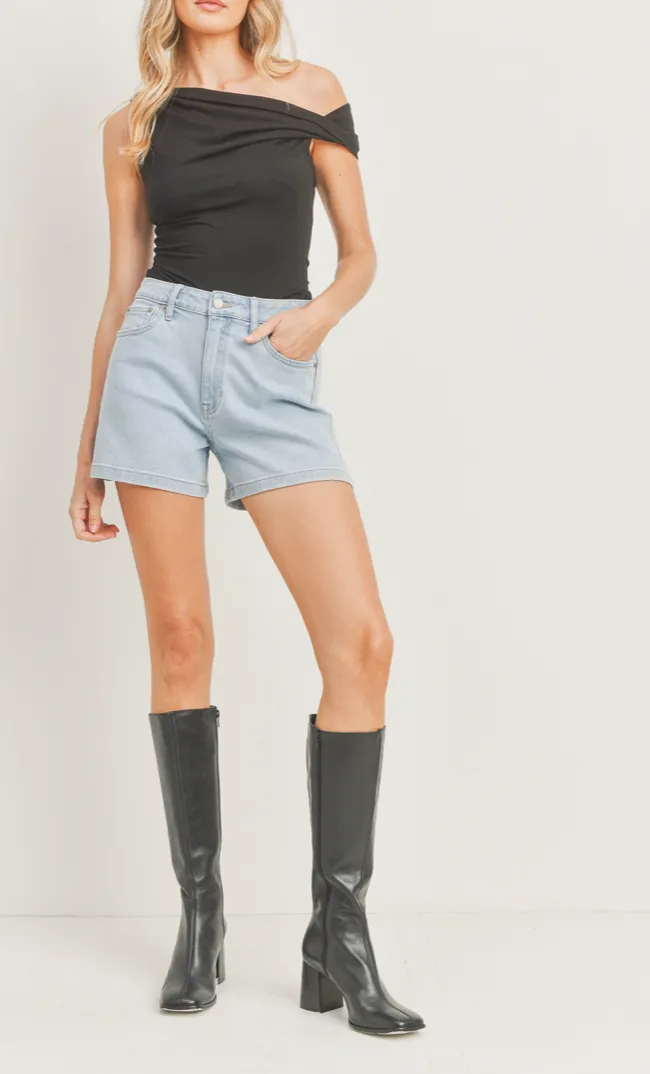 High Rise Denim Mom Shorts