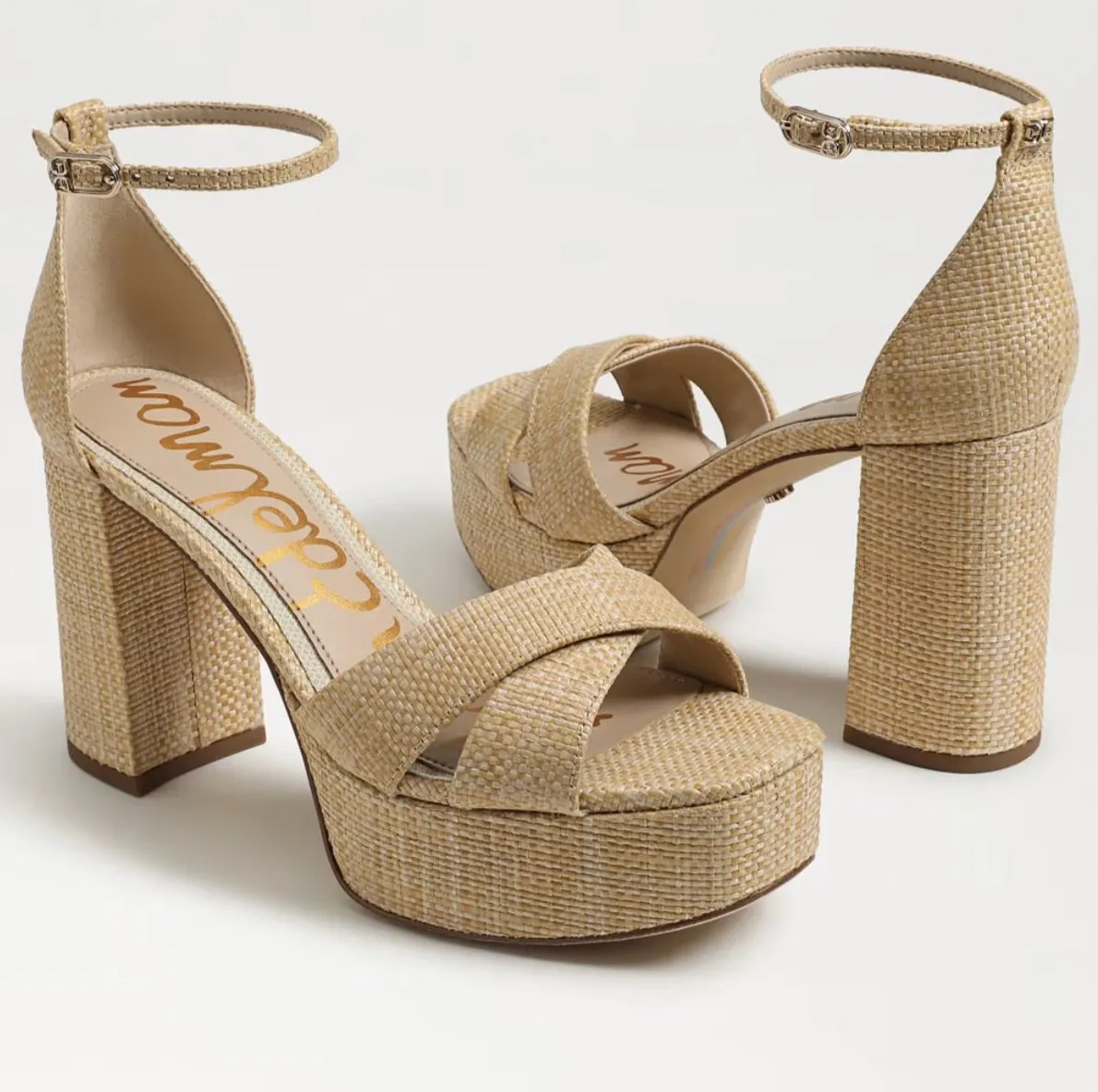 Jullian Platform Heel in Bleached Beachwood Weave