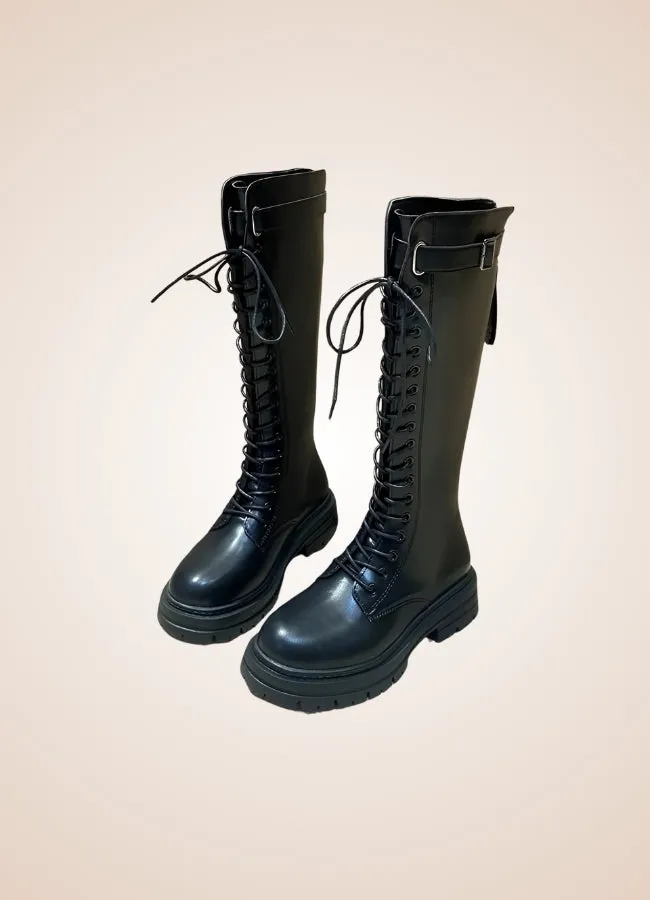 Knee High Steampunk Leather Boots