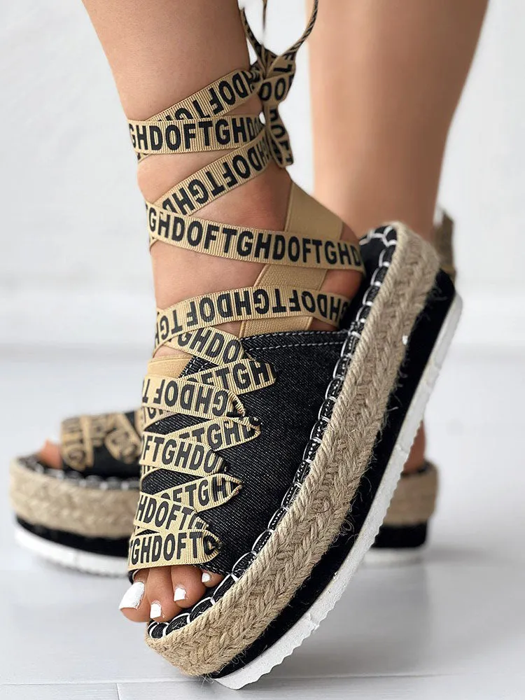 Letter Platform Sandals