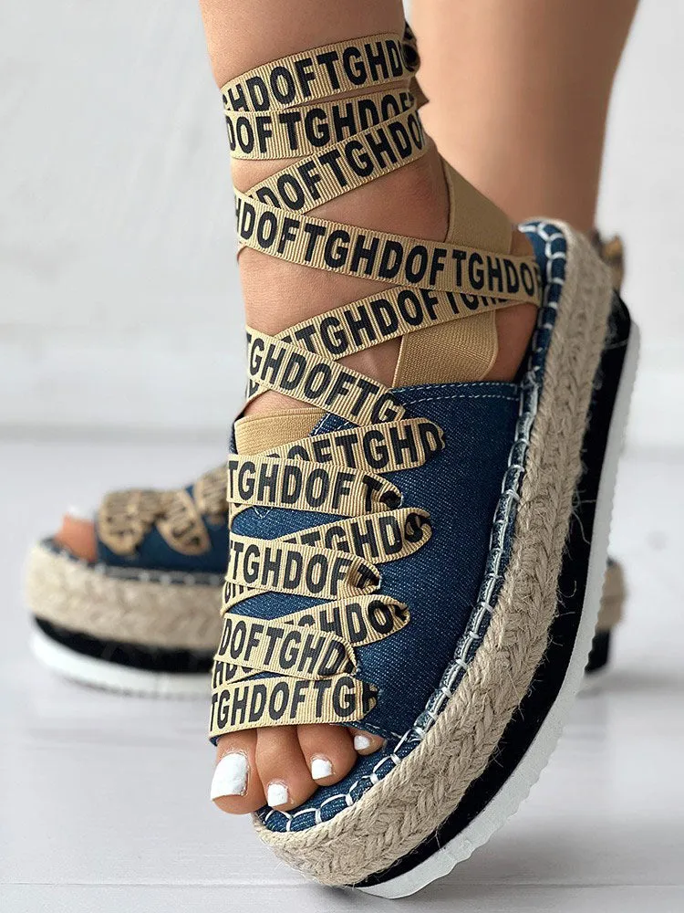Letter Platform Sandals