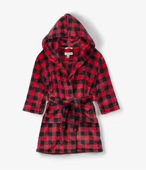 Little Blue House Buffalo Plaid Kids Fleece Robe