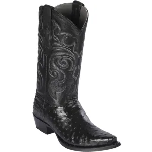 Los Altos Boots - Mens Dress Cowboy Boot - Low Priced Mens Black Ostrich Boots - Snip Toe- in Black