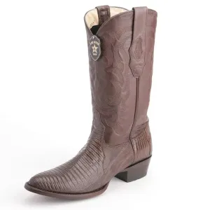Los Altos Brown Snip Toe Boots Genuine Teju Lizard Skin