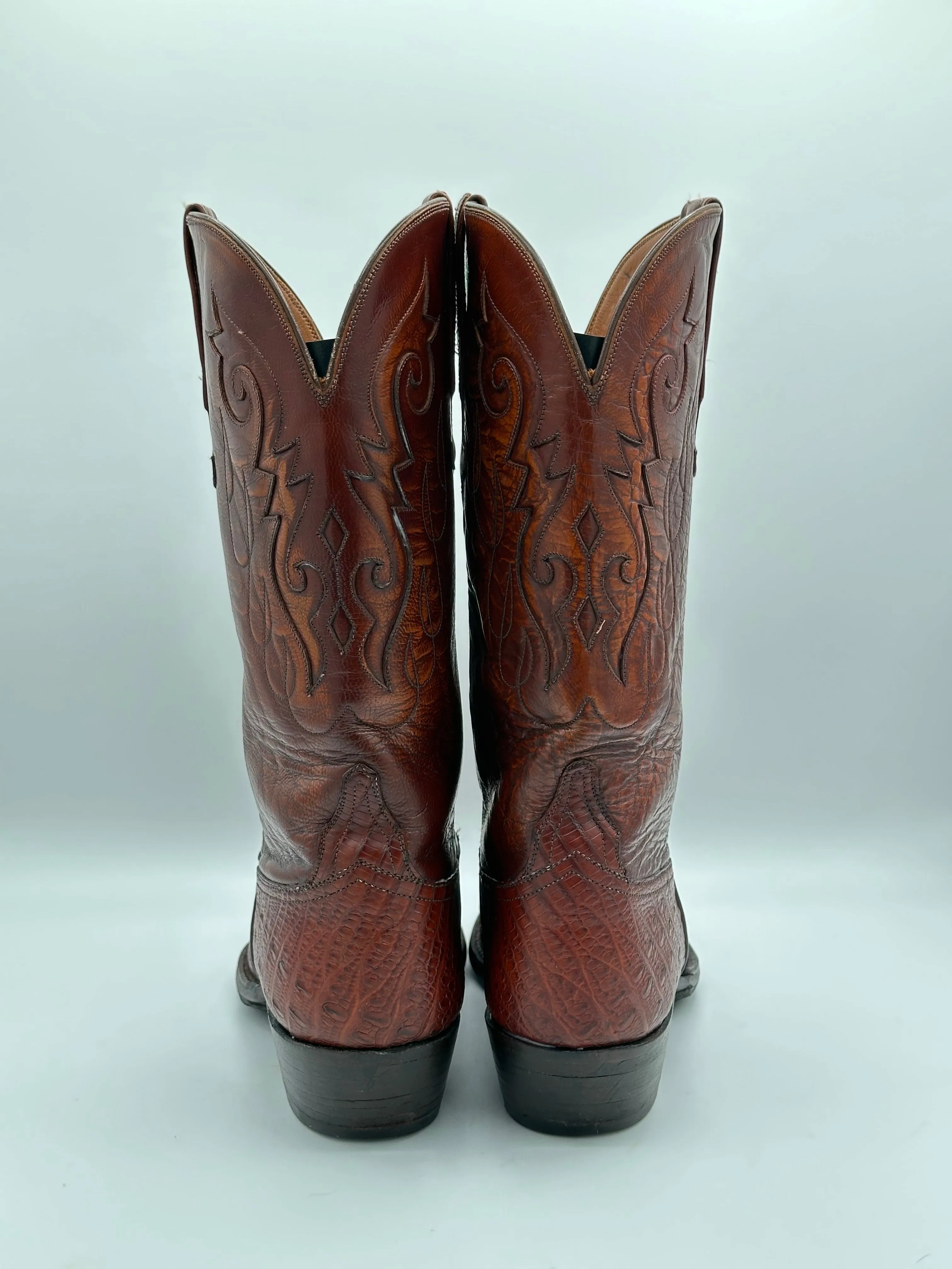 Lucchese Preban Hornback Lizard Cowboy Boots size 10 D