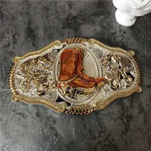 Luxury Gold Series Metal Belt Buckle Western Cowboy Boots Shoes Buckles Fit 4cm Wide Belt Men,Women Jeans,Clothes accessories