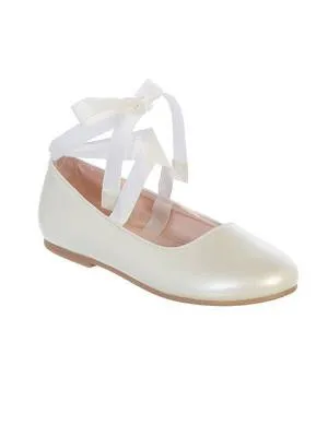 Matte Mary Jane Flats with a Ribbon Ankle Tie.  Size 3