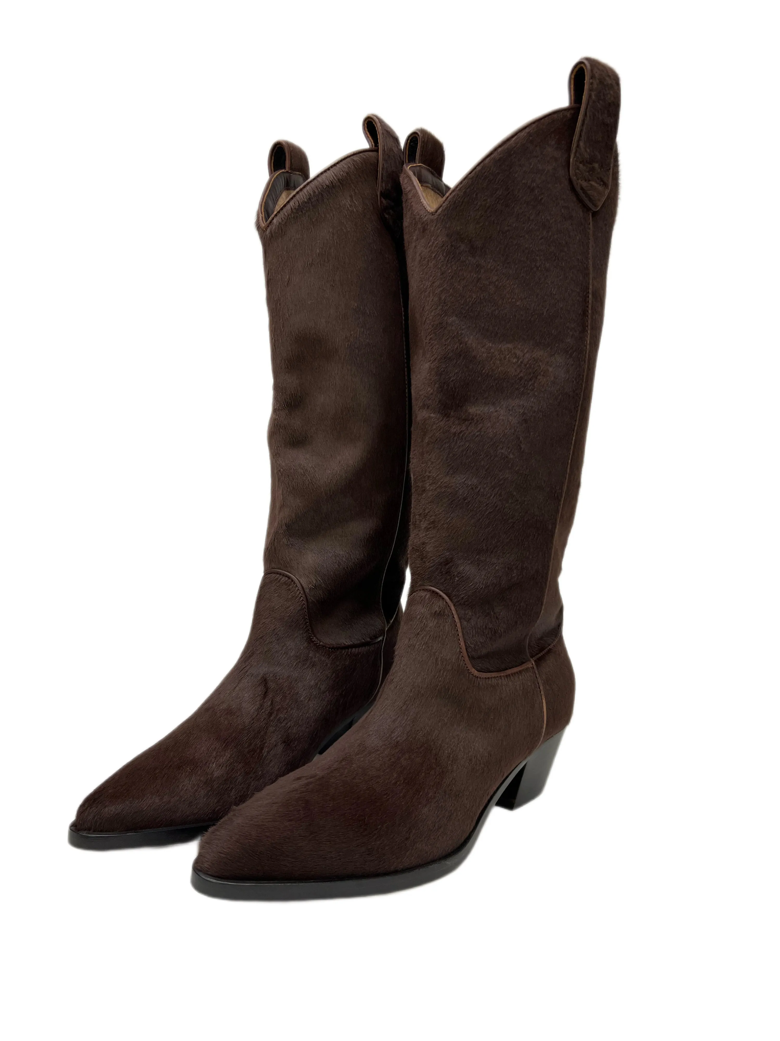 Max Mara Women's Brown Asti Cowboy Boots Size 7 NWB