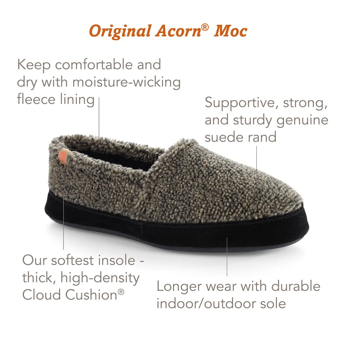 Men's Acorn® Moc Slippers with Cloud Cushion® Comfort - Earth Tex - A10086BWN