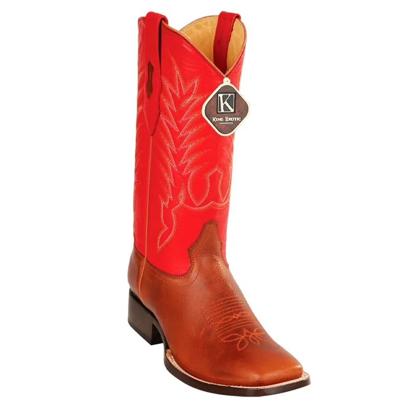 Men's King Exotic Boots Genuine Leather Square Toe Handcrafted Honey (48222751)