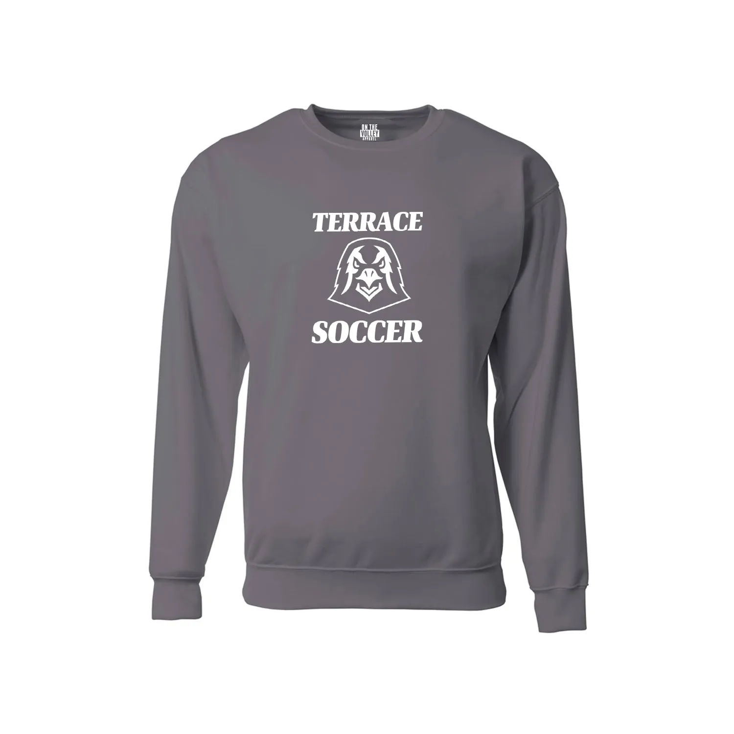 Mountlake Terrace High School Soccer Crewneck Sweater (Black/Grey/Red)