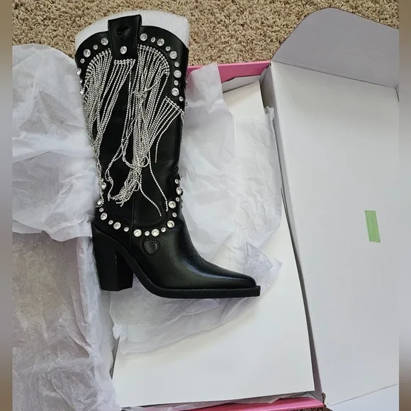 NWT Dolls Kill Sugar Thrillz Present Perfect Cowboy Boots- 7
