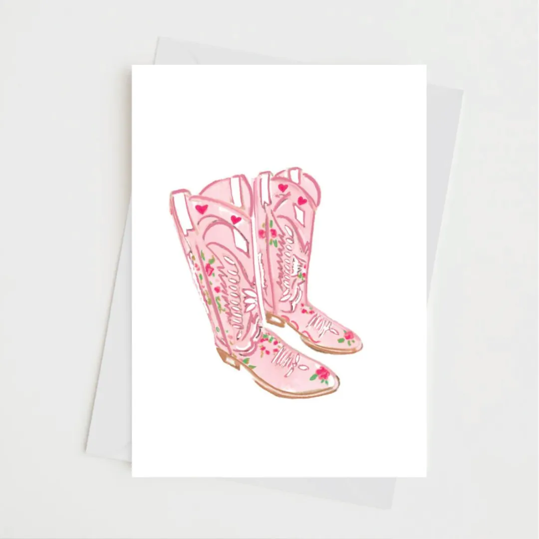 Pink Cowboy Boot - Note Card