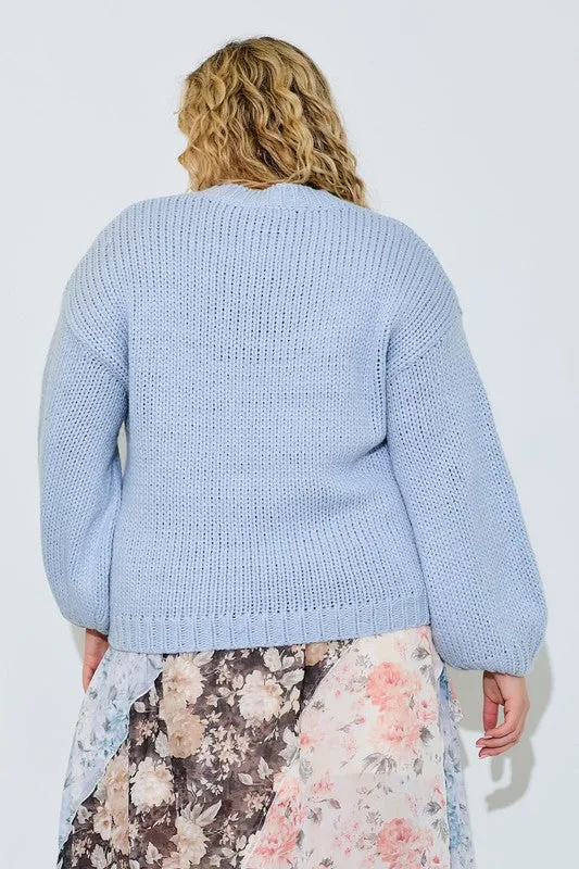 PLUS COWBOY BOOTS WITH RIBBON KNIT SWEATER