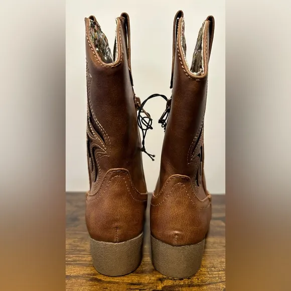 Pop Toddler/Little Girls Cognac Sanchee Block Heel Cowboy Boots NWT Various Size