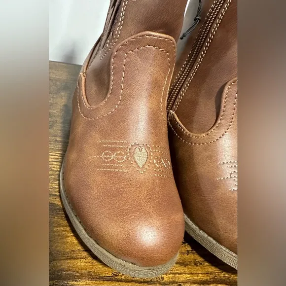 Pop Toddler/Little Girls Cognac Sanchee Block Heel Cowboy Boots NWT Various Size