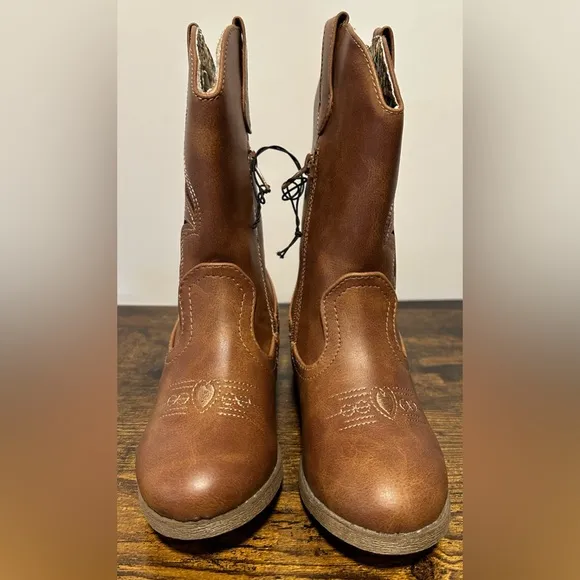 Pop Toddler/Little Girls Cognac Sanchee Block Heel Cowboy Boots NWT Various Size