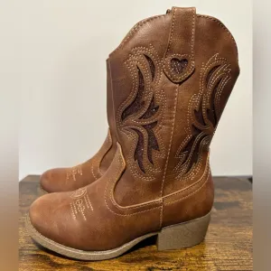 Pop Toddler/Little Girls Cognac Sanchee Block Heel Cowboy Boots NWT Various Size