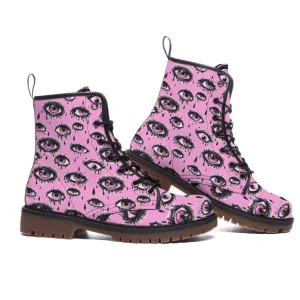 Pretty Drippy Eyes Pink Goth Boots