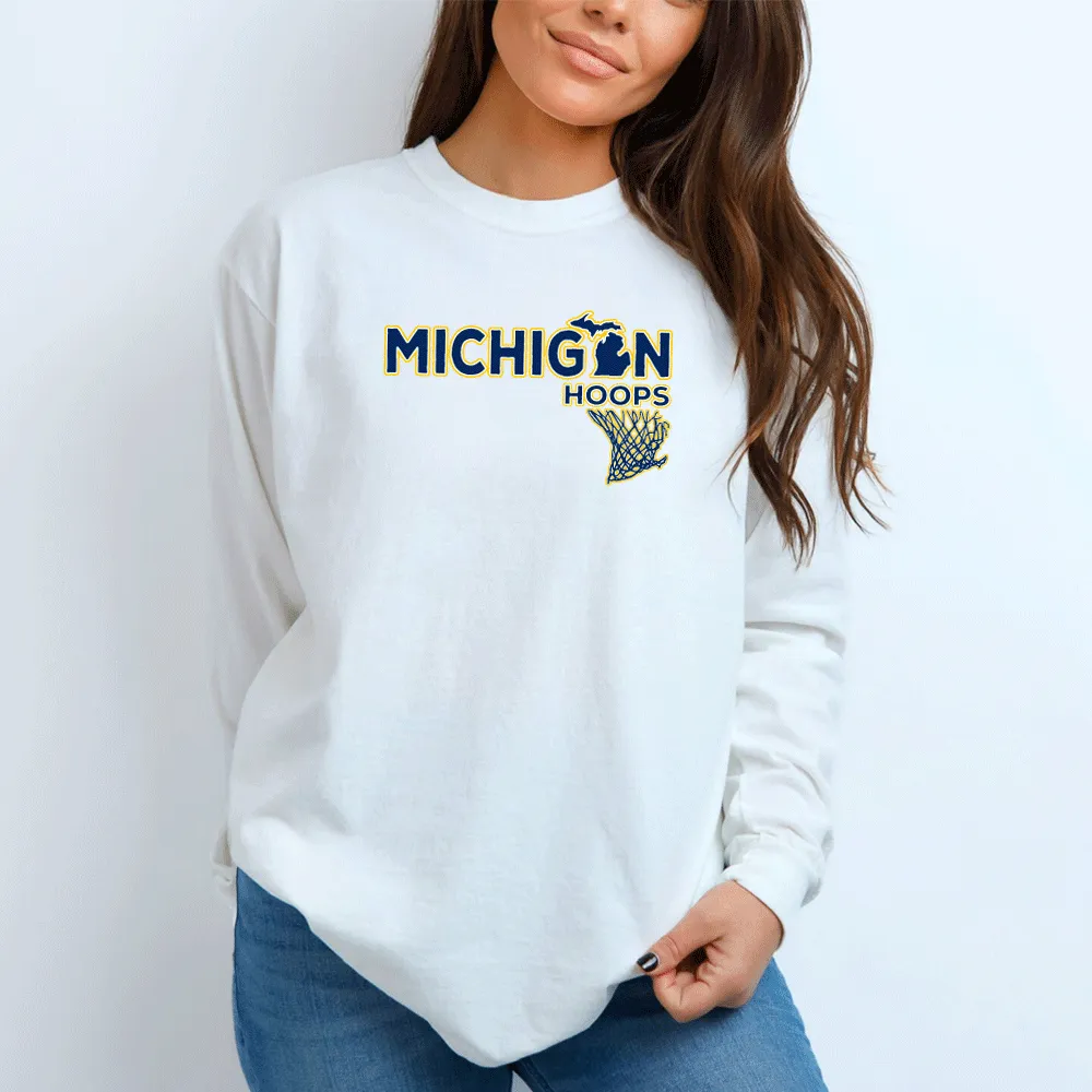 "Michigan Hoops" Relaxed Fit Long Sleeve Unisex T-Shirt