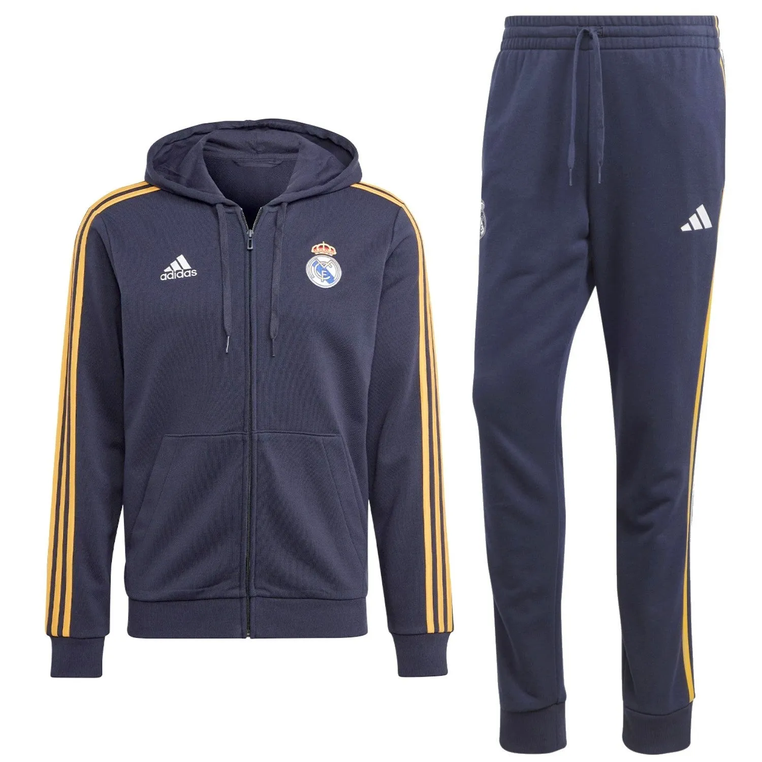 Real Madrid Casual 3S hooded soccer tracksuit 2023/24 ink navy - Adidas