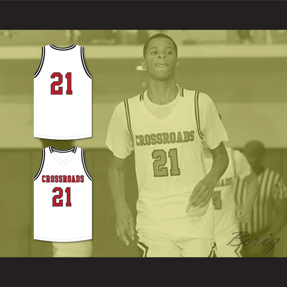 Shaqir O'Neal 21 Crossroads School Roadrunners White Basketball Jersey 1