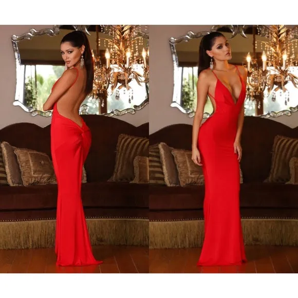 Spaghetti Straps A Low Back Drop Oyster Back Knot Evening Dresses Prom