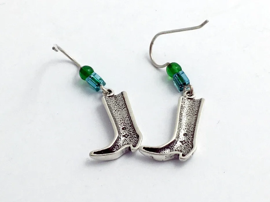 Sterling Silver Cowboy boot dangle earrings-Horse, Cowgirl, boots, western