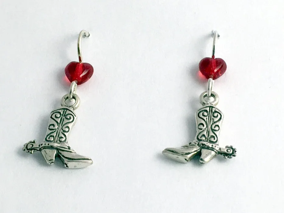 Sterling Silver Cowboy boot  w/ spurs dangle earrings- Cowgirl, boots, western