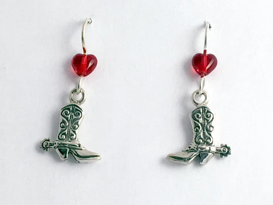Sterling Silver Cowboy boot  w/ spurs dangle earrings- Cowgirl, boots, western