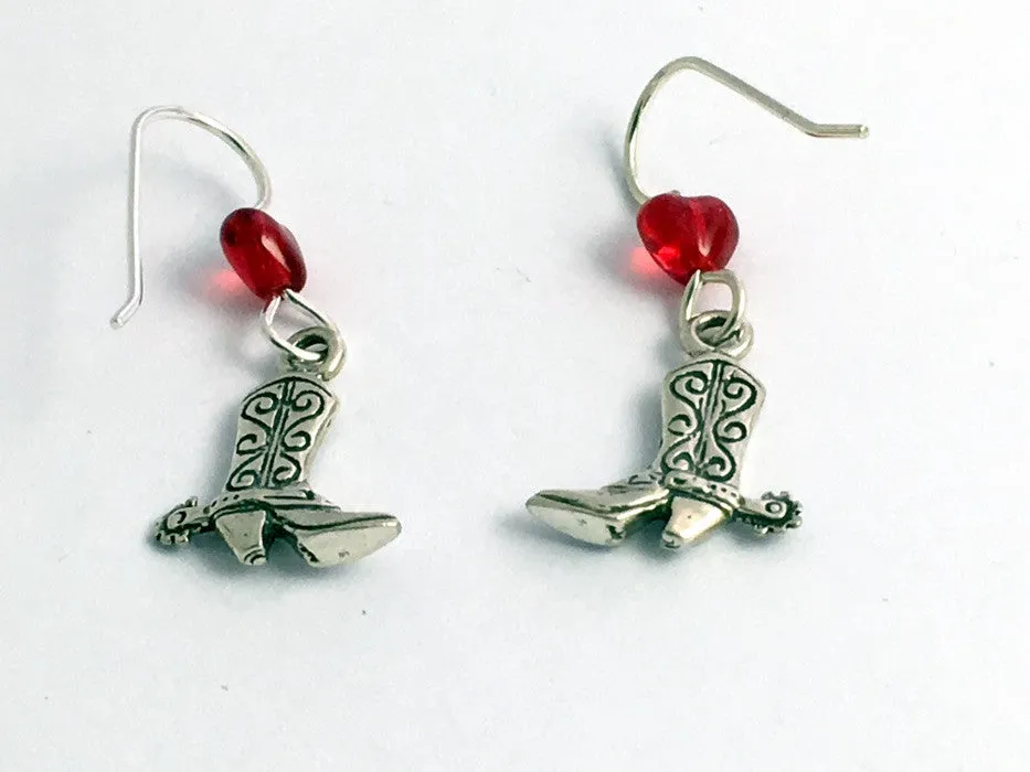 Sterling Silver Cowboy boot  w/ spurs dangle earrings- Cowgirl, boots, western