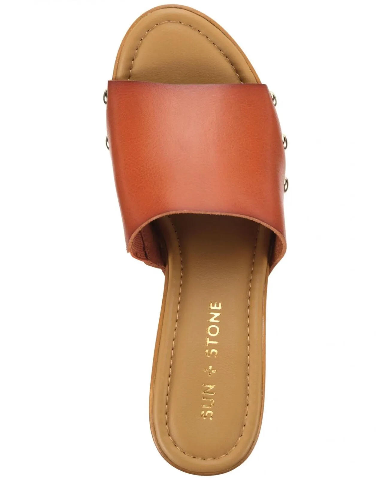 Sun   Stone Womens Alina Studded Platform Sandals 10011740200 Cognac Brown 7M