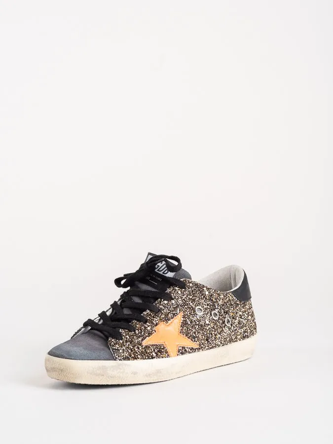 superstar sneaker - black gold glitter