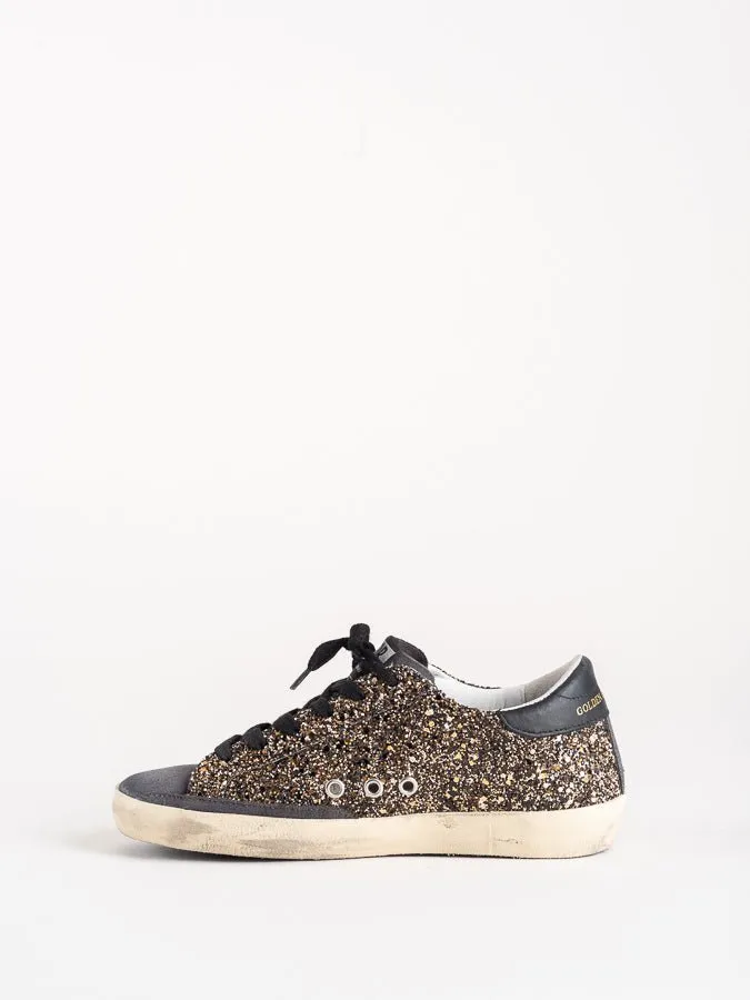 superstar sneaker - black gold glitter